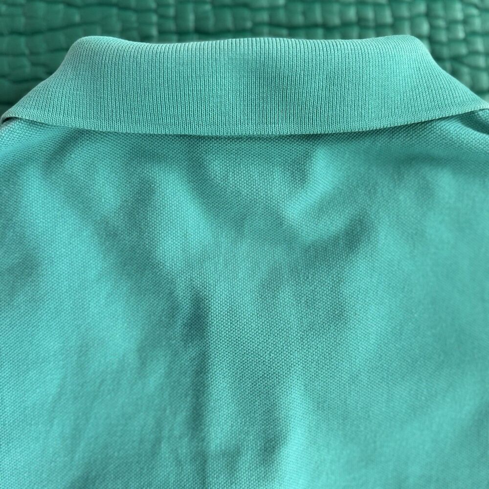 Vintage Lands End Polo Men L Turquoise Blue Made In USA Short Sleeve Shirt Faded - Picture 13 of 14